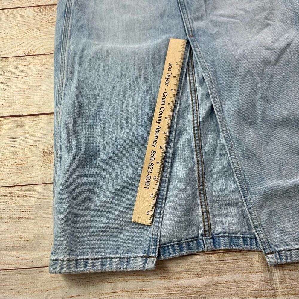 Madewell Retro Denim Midi High Split Skirt. LIGHT WASH - Picture 8 of 13